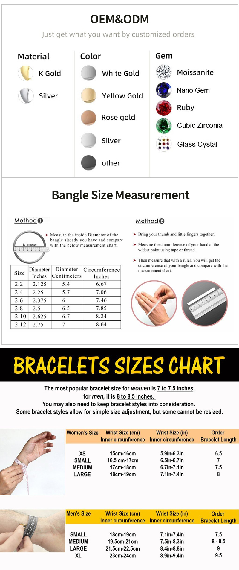 Tailles des bracelets