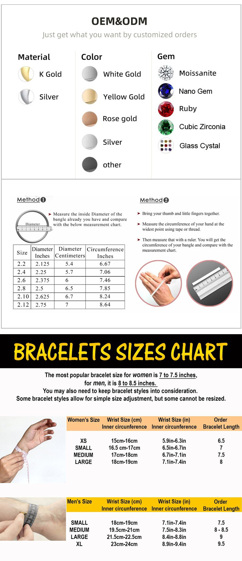 Tailles des bracelets